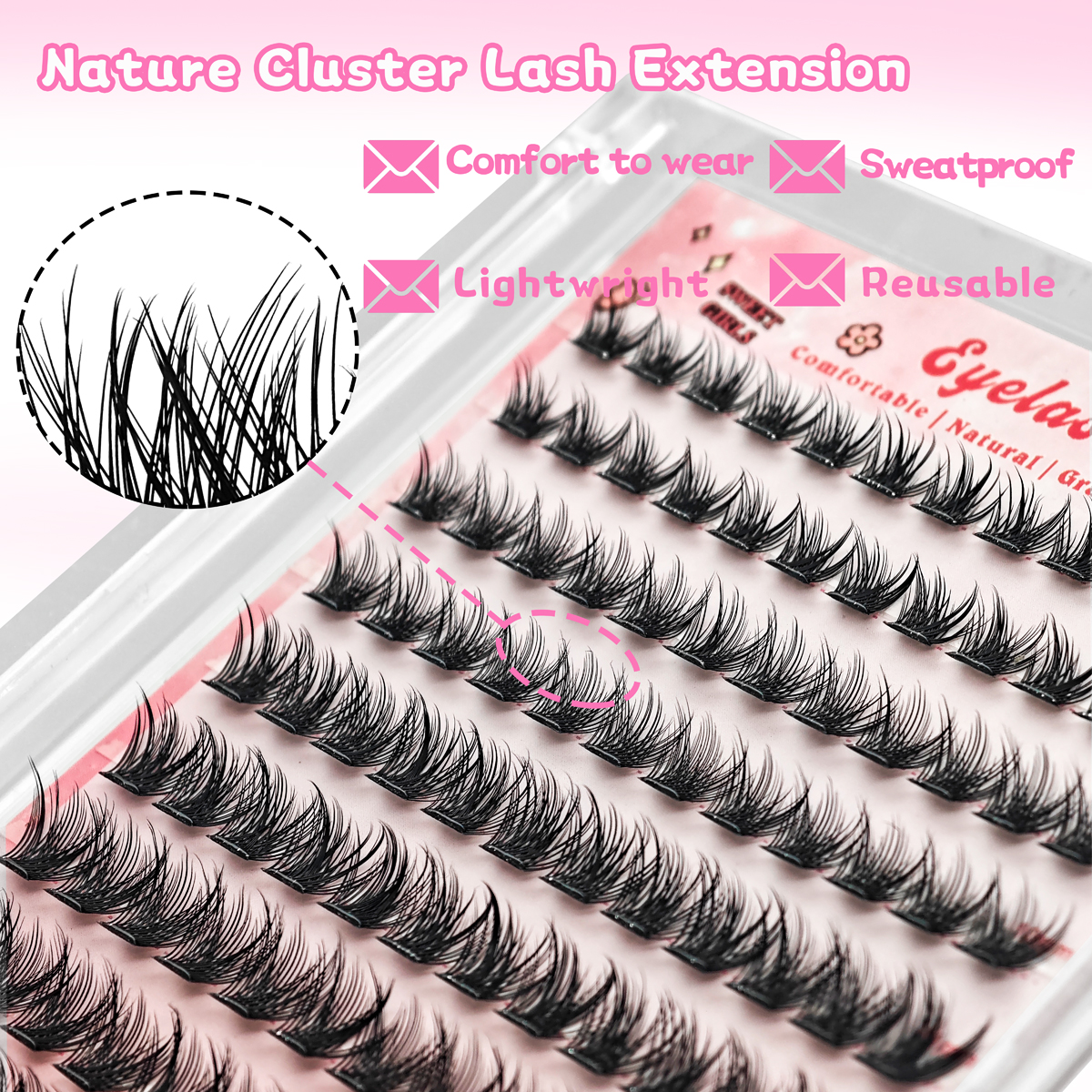 Eyelash Extension No 9 - 10 Rows No-Glue Fluffy Lashes 9-13mm