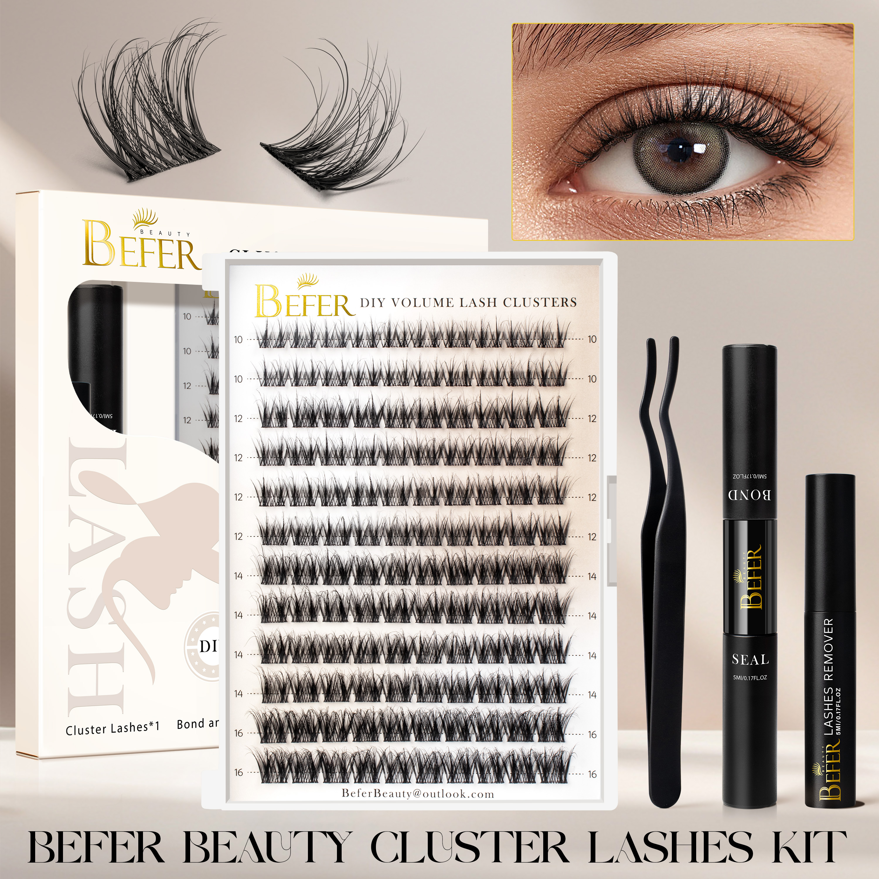 Lash Extension Tweezers - Befer Lash Clusters Kit False Eyelashes
