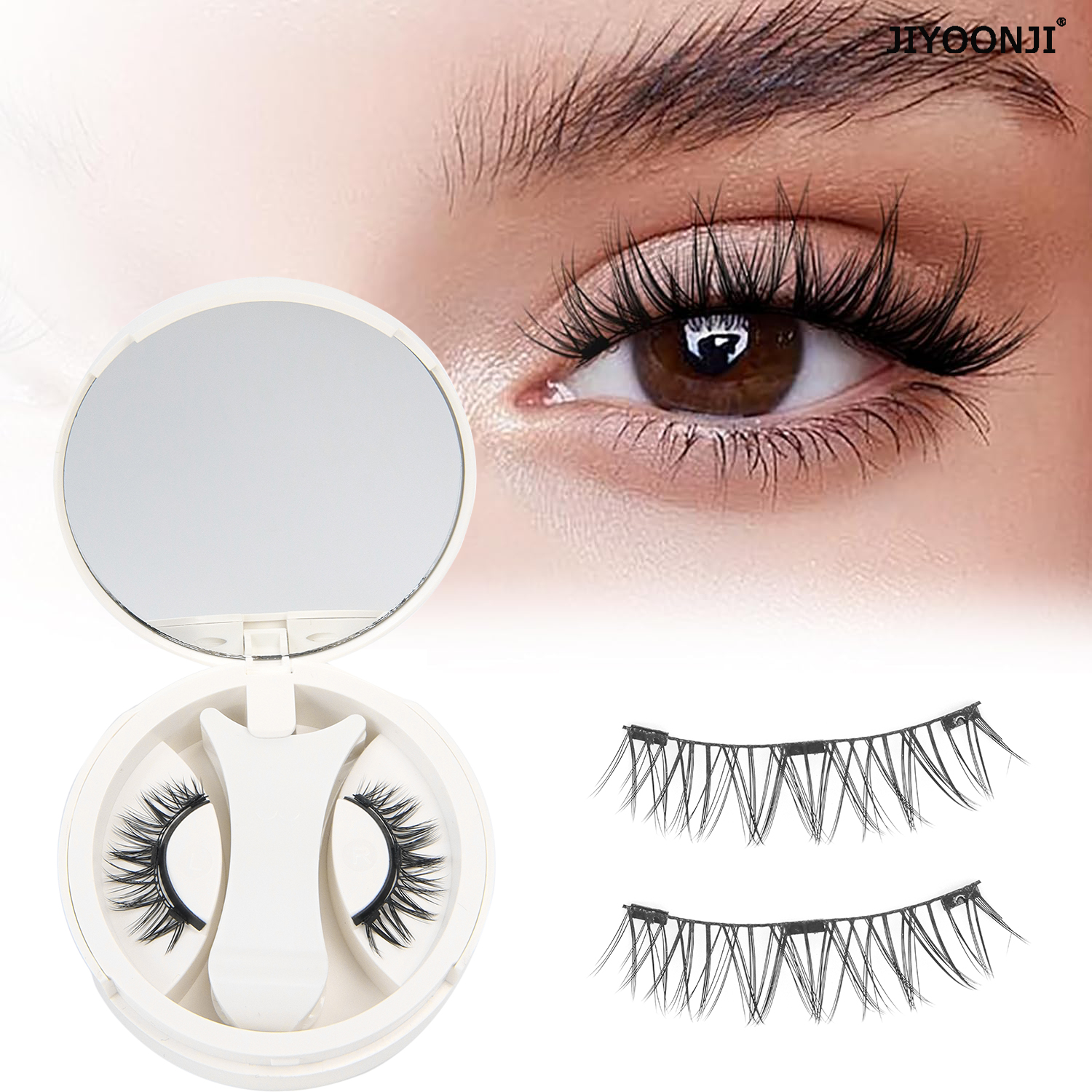 Lash Extension Tweezers - 1 Pair Magnetic Eyelashes Set Natural