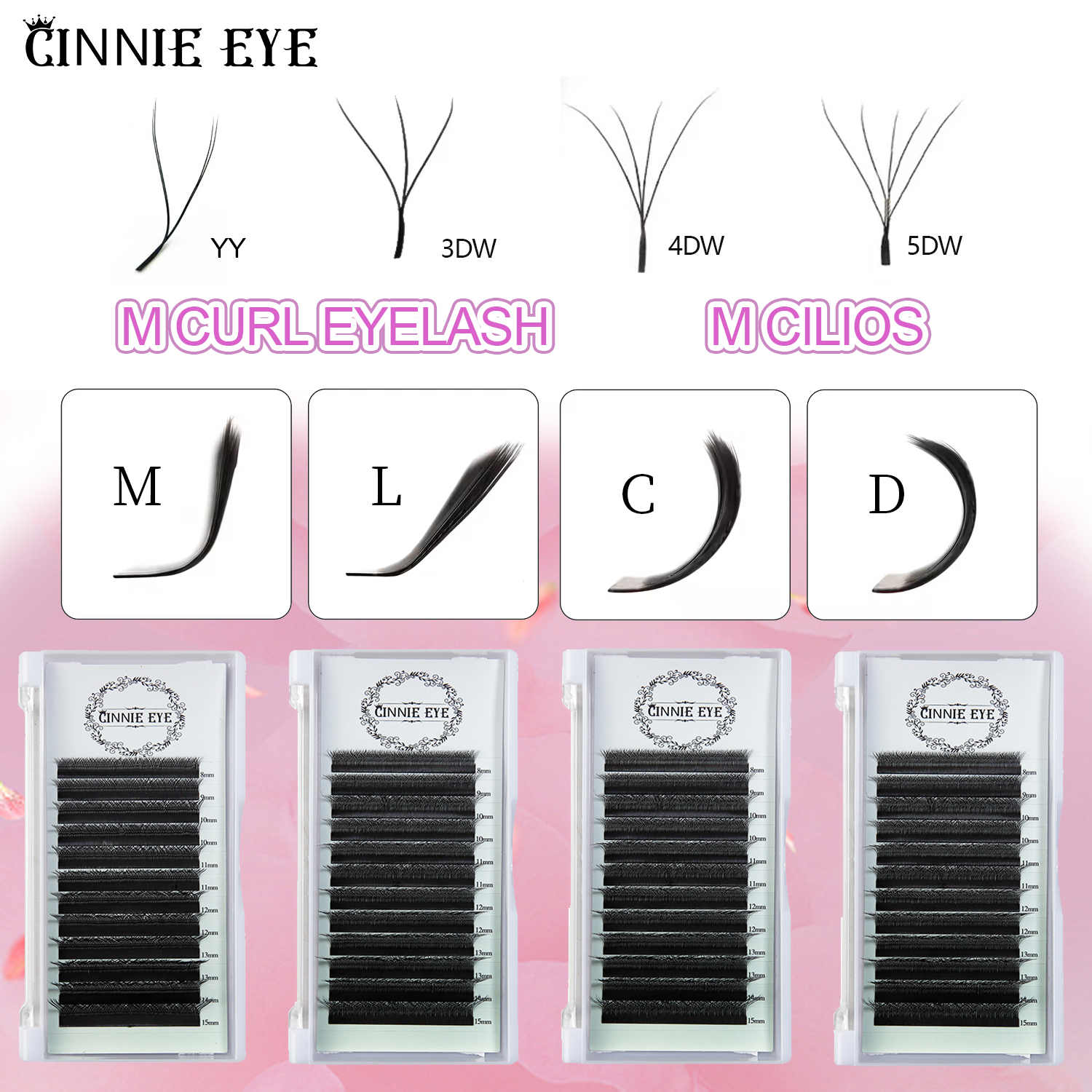 Eyelash Extension Yelix - New 5DW M curl Eyelash Extensions