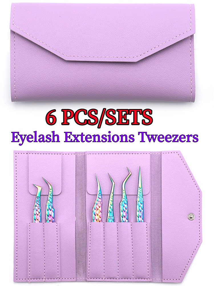6PCS Eyelashes Tweezers Set Cu - Isolation Tweezer Curved recensione e prezzo