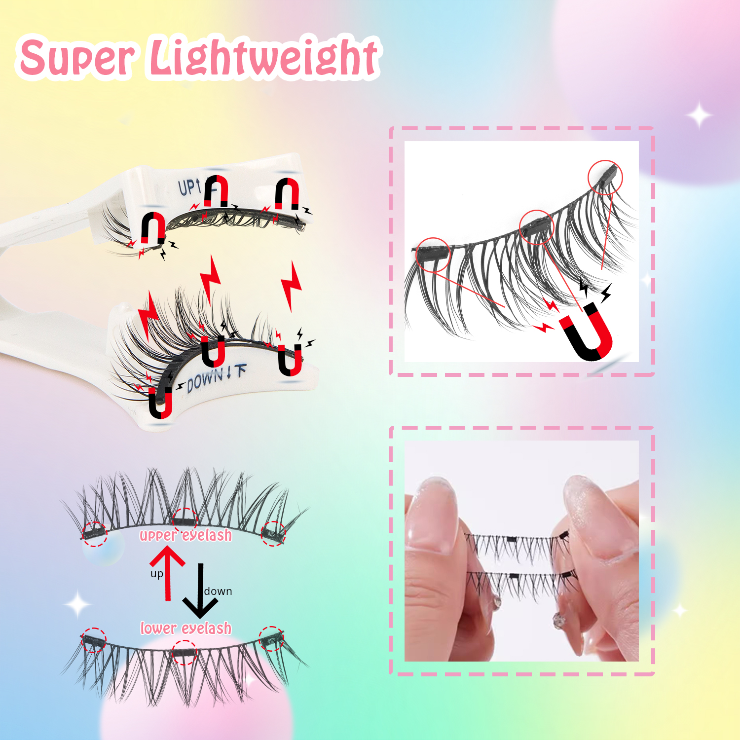 1 Pair Magnetic Eyelashes Set  - Lash Extension Tweezers recensione e prezzo