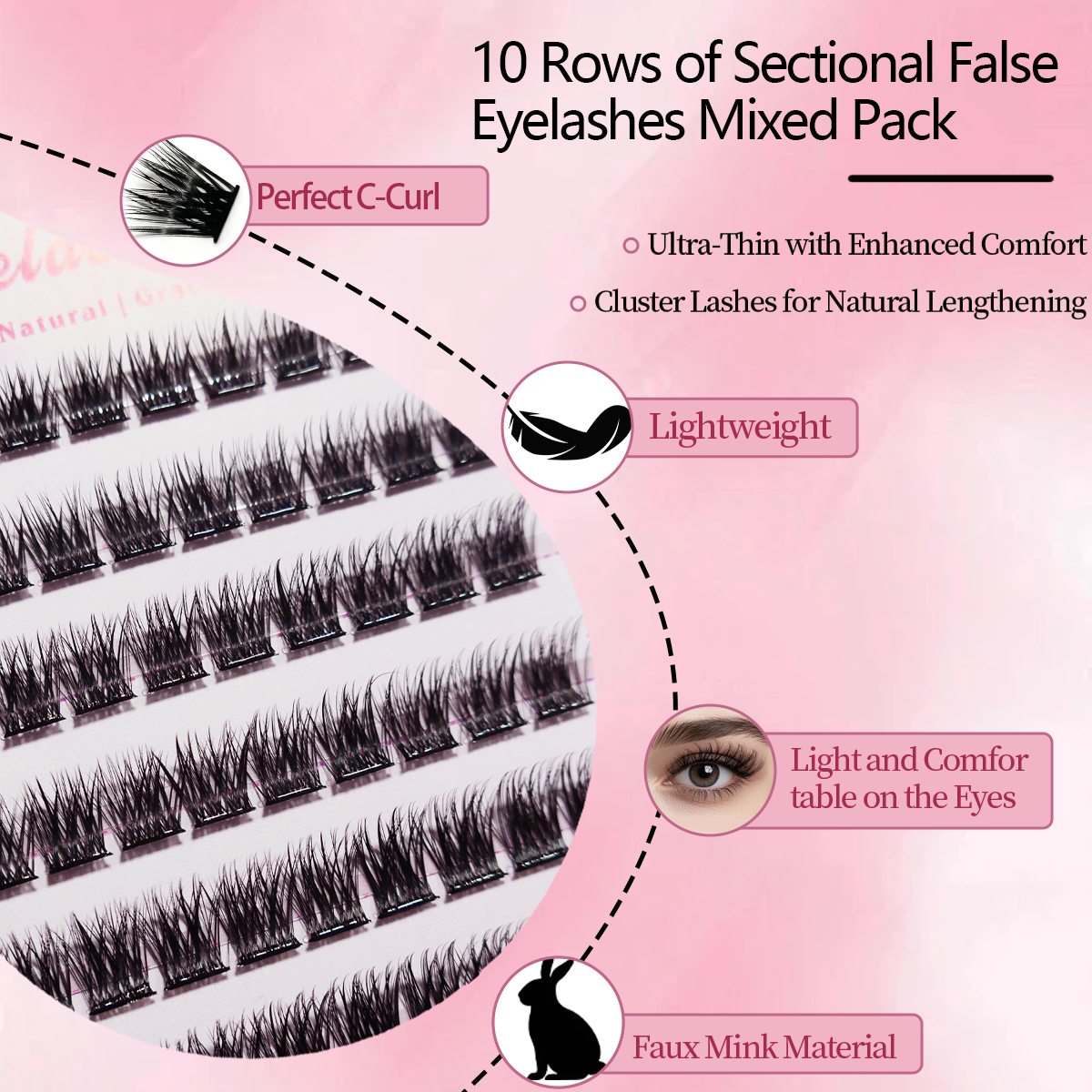 10 rows of No Glue Needed Lash - Eyelash Extension No 9 recensione e prezzo