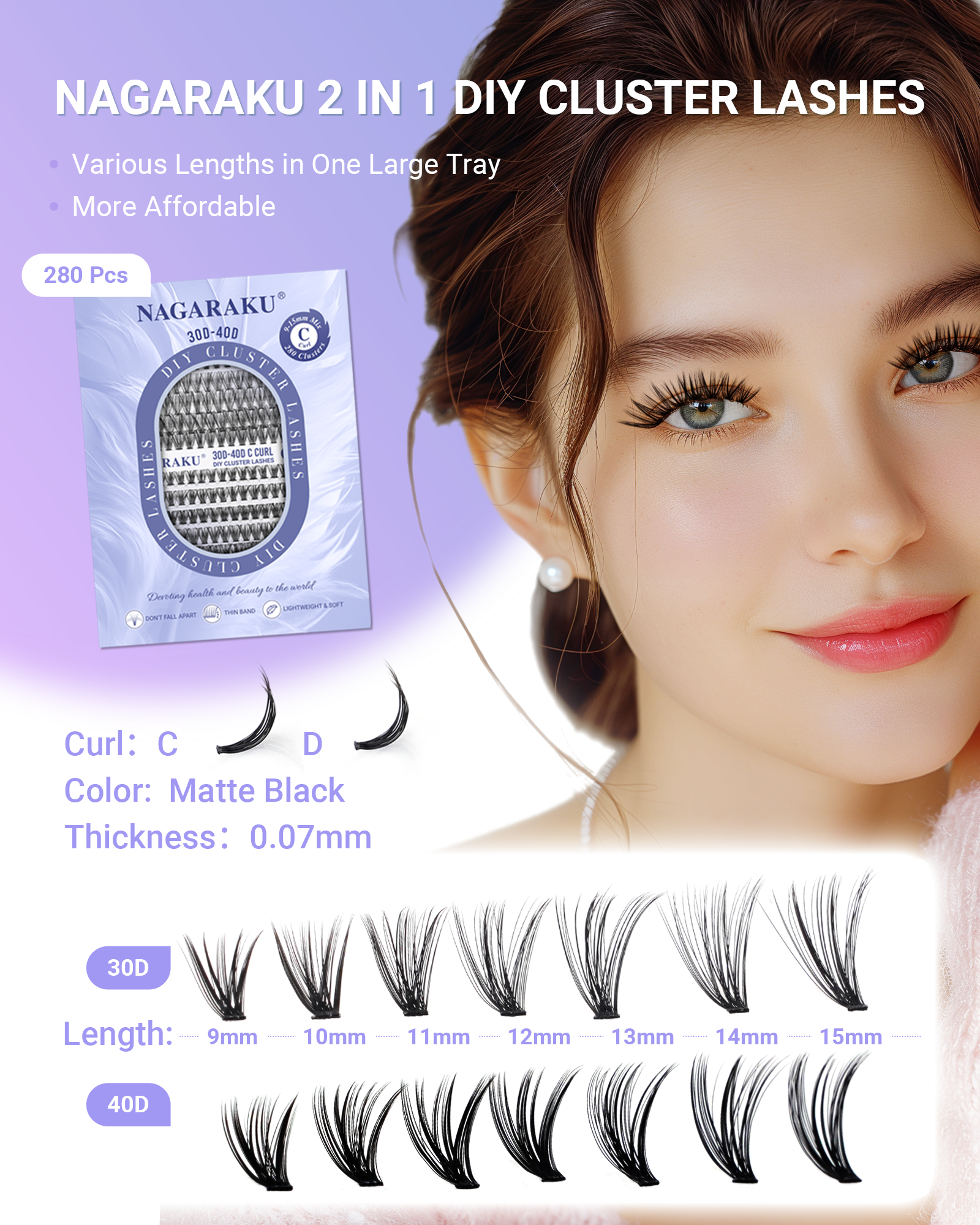 NAGARAKU 30P 40P Cluster False - Eyelash Extension No 9 recensione e prezzo